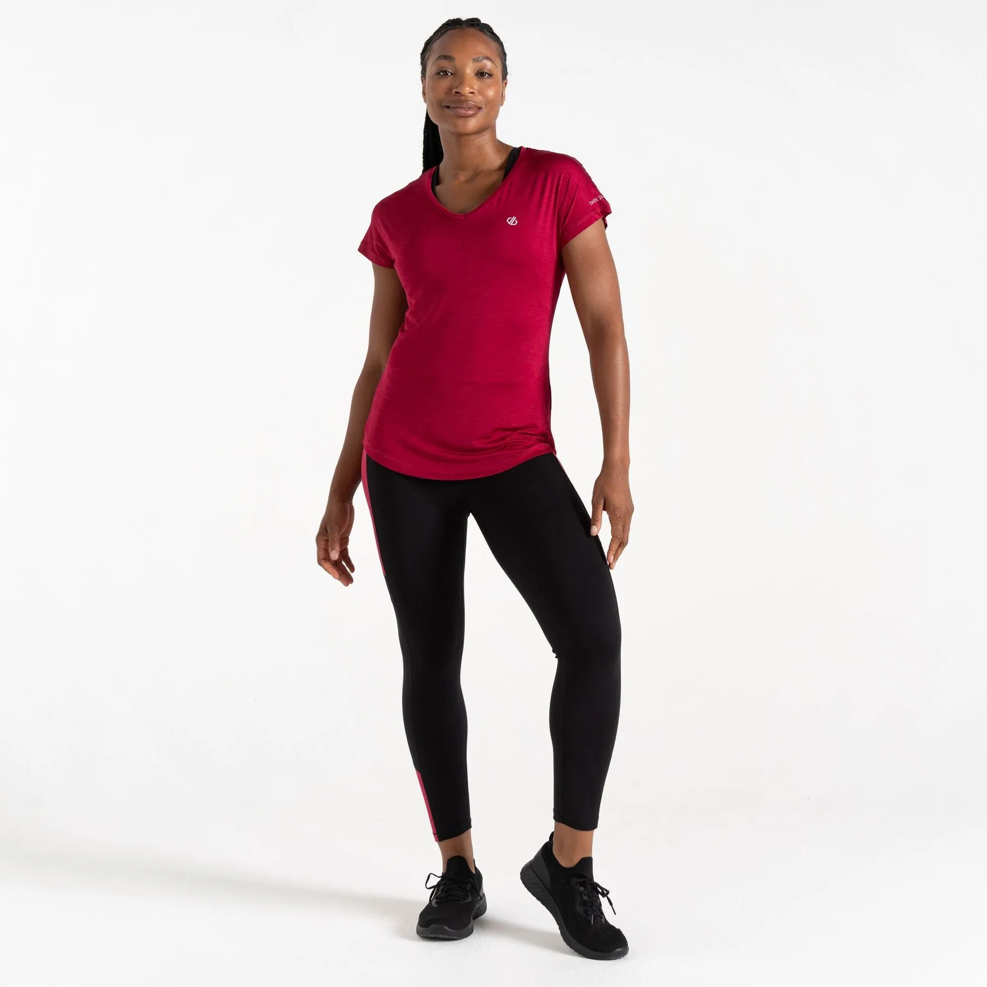 Dare2b Ladies Lightweight Wicking Vigilant Tee-PINK BERRY