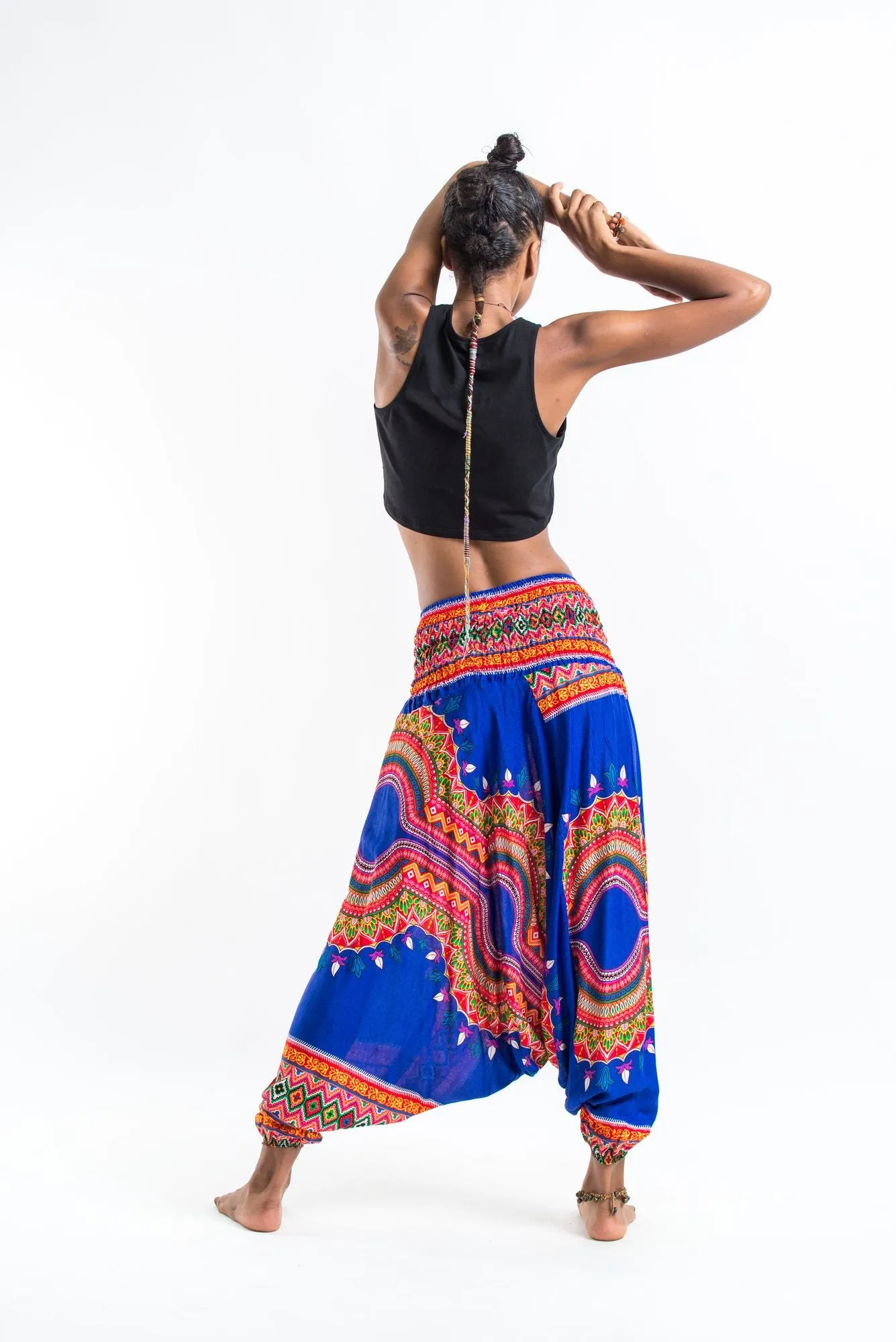 Dashiki Prints 2-in-1 Jumpsuit Harem Pants in Blue