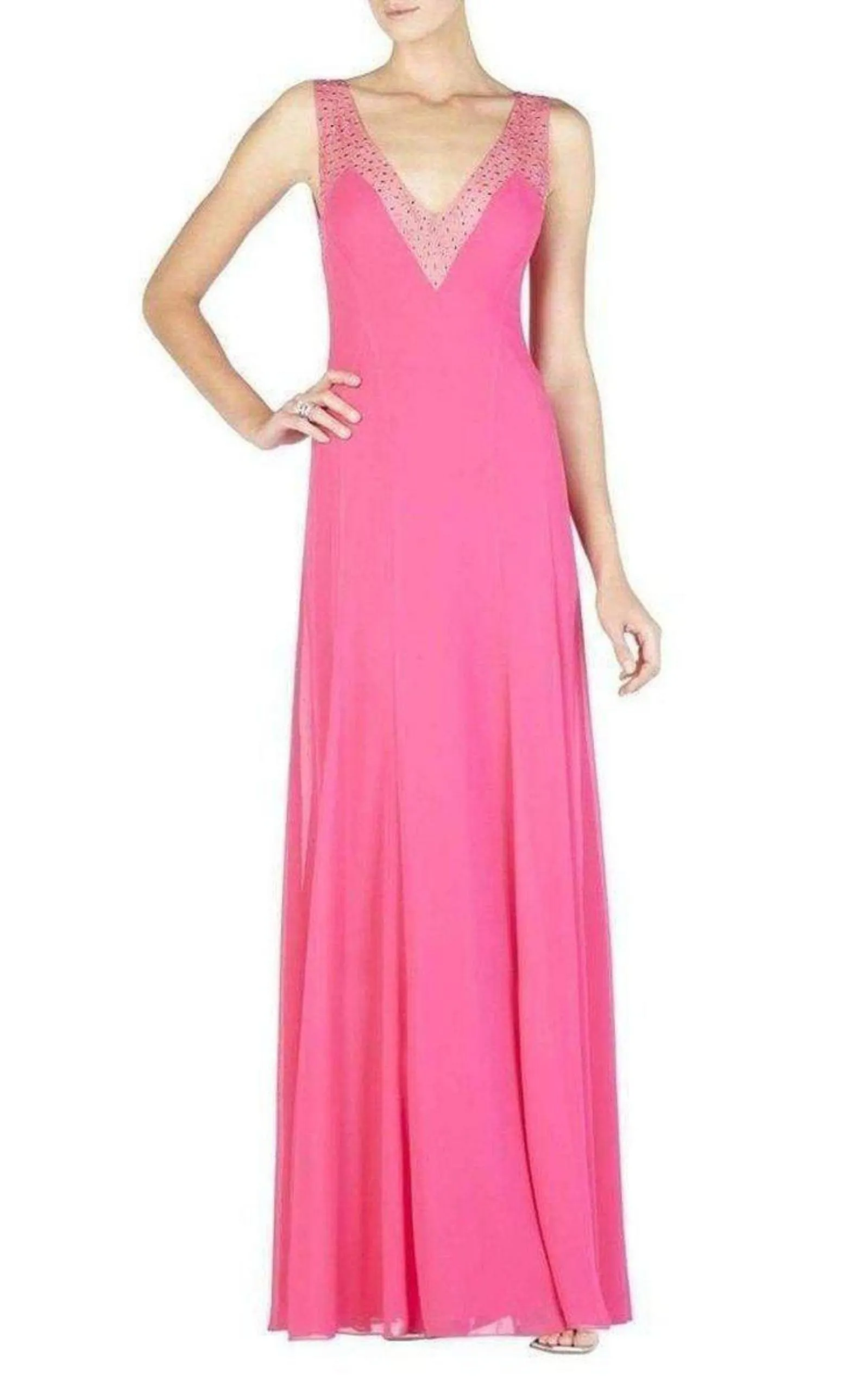 Embellished Plunging V-Neck Gown