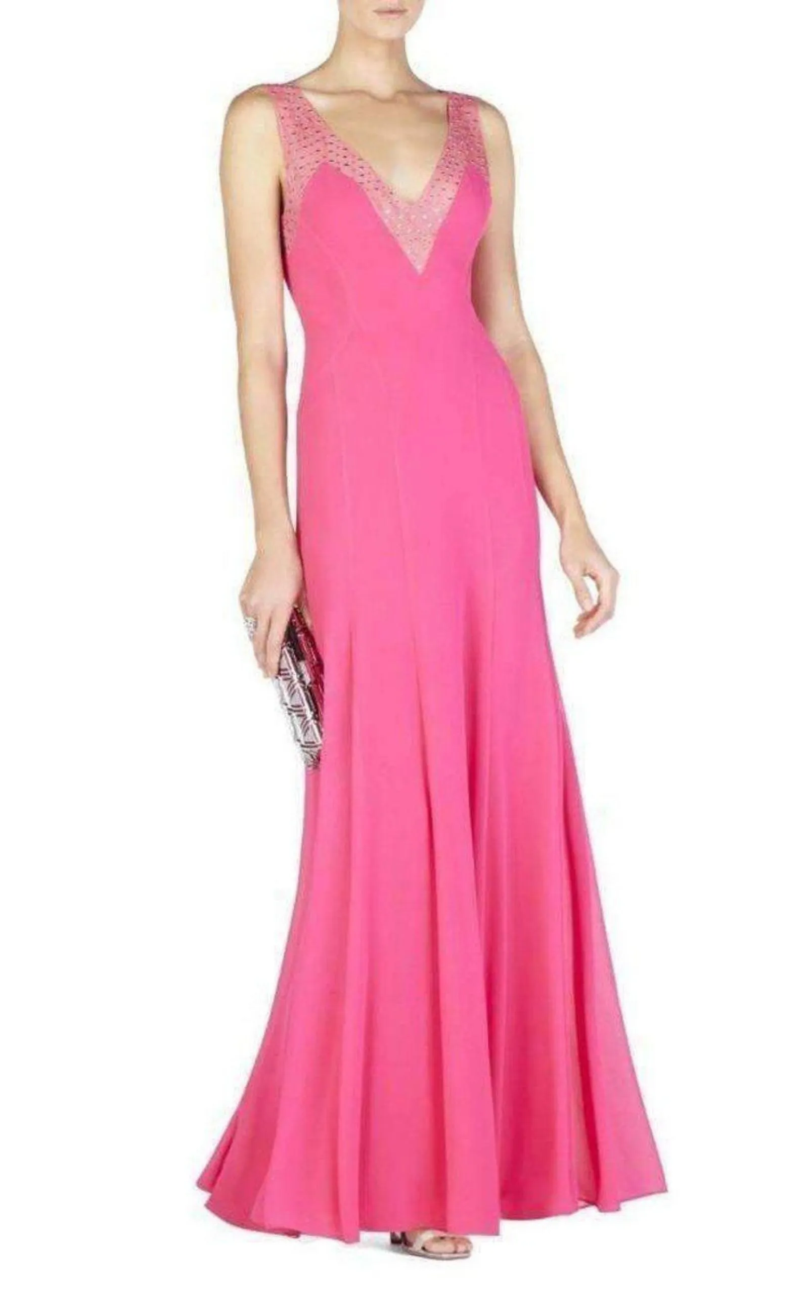 Embellished Plunging V-Neck Gown