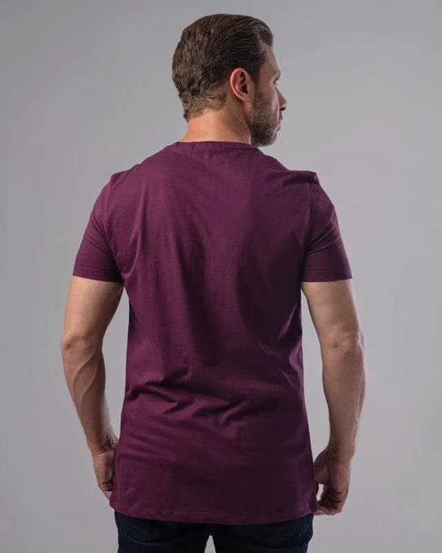 EMBROIDERED ROUND NECK T-SHIRT - BURGUNDY