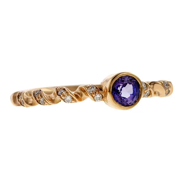 Estate Diamond, Brown Diamond & Purple Sapphire Stacking Rings