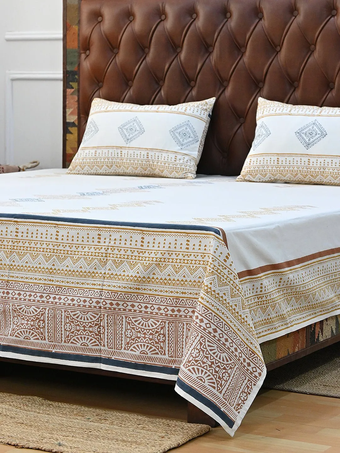 EUPHORIA COTTON PRINTED DOUBLE BEDSHEET WITH PILLOW