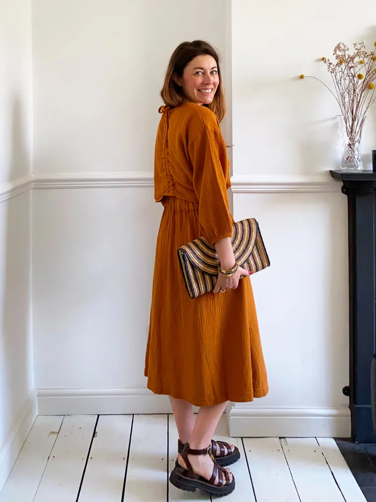 Ezili Organic Cotton Dress in Pecan by HANNAH BEAUMONT