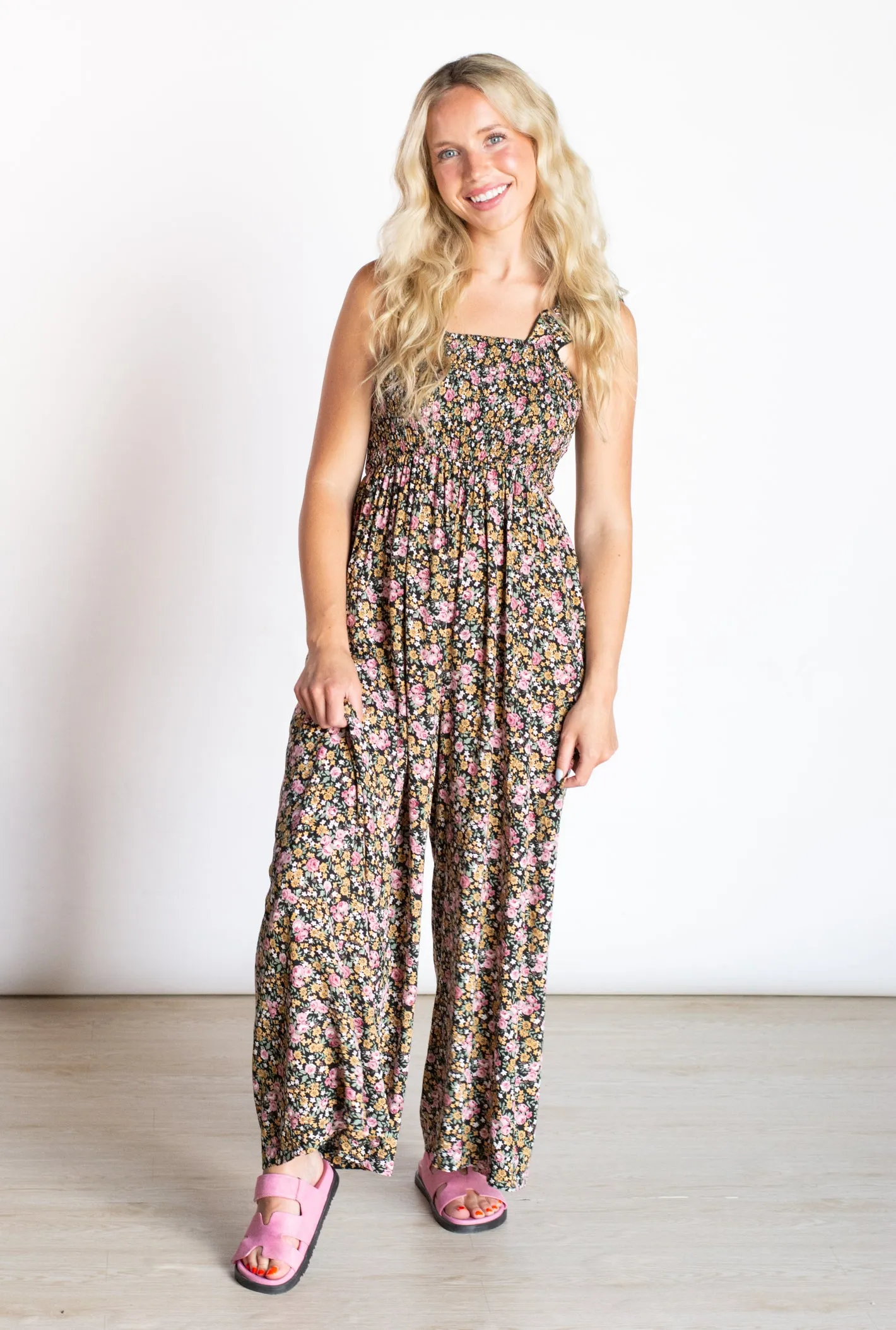 Floral in Love Smocked Jumpsuit