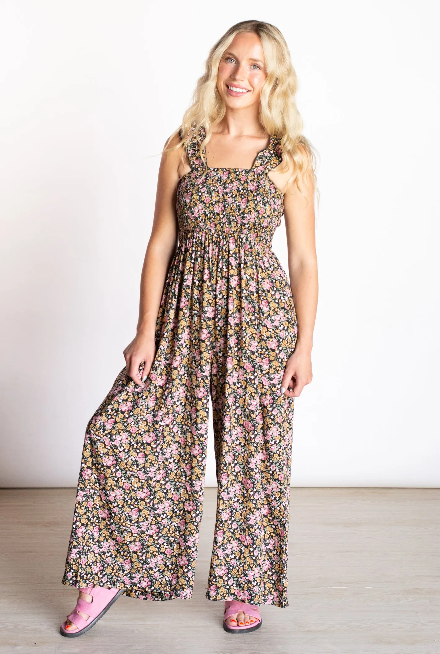 Floral in Love Smocked Jumpsuit