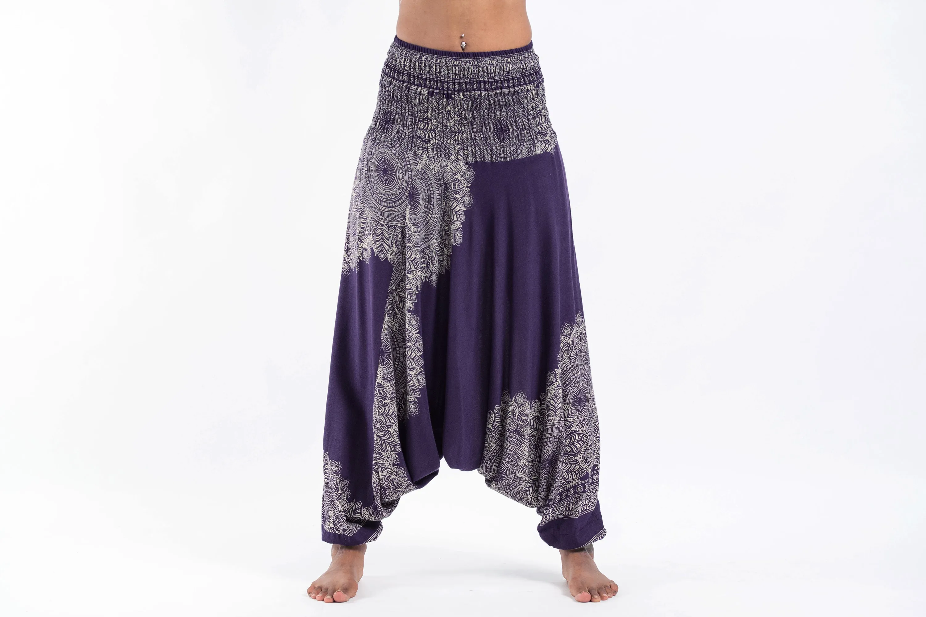 Floral Mandalas 2-in-1 Jumpsuit Harem Pants in Purple