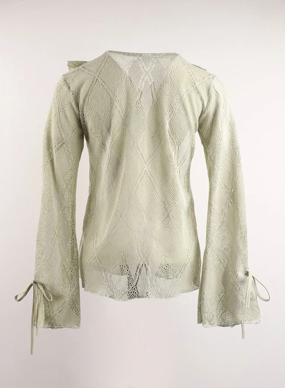 Frill Hollow Out Knitted Cardigan IJ411