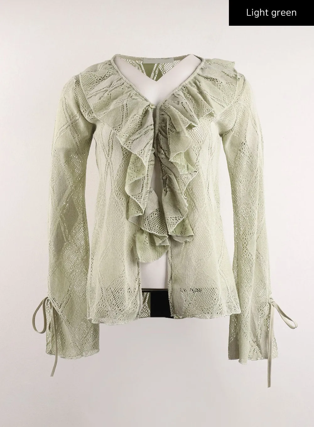 Frill Hollow Out Knitted Cardigan IJ411