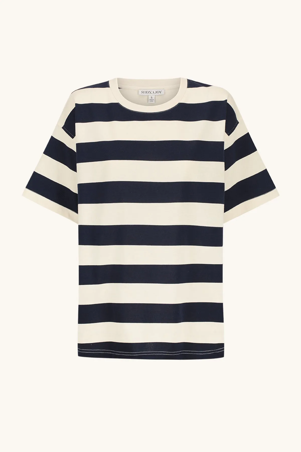 GIA OVERSIZED STRIPE T-SHIRT - NAVY/CREAM