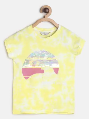 Girls Yellow Printed T-shirt