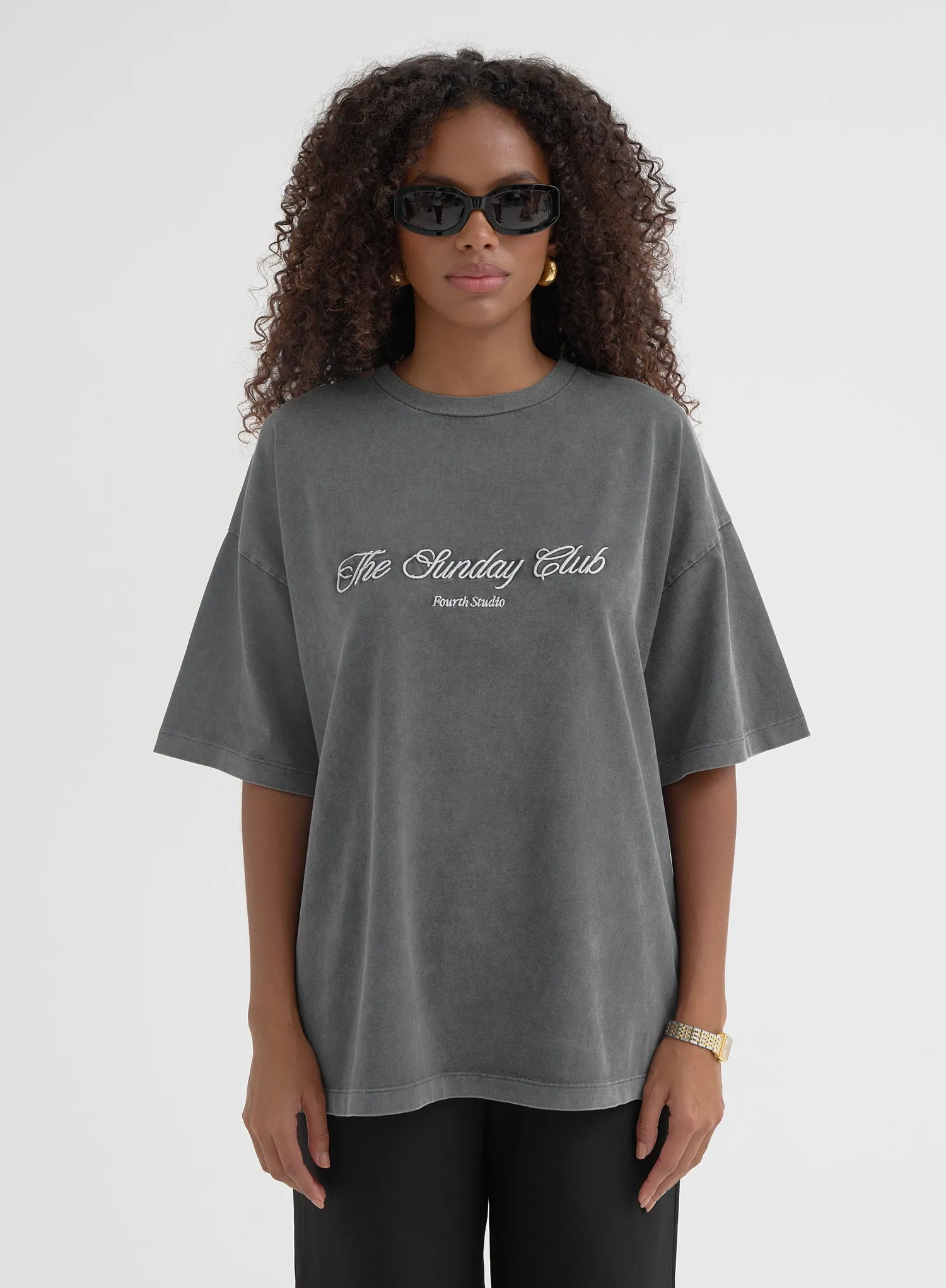 Grey Acid Wash Sunday Club Tee - Mave