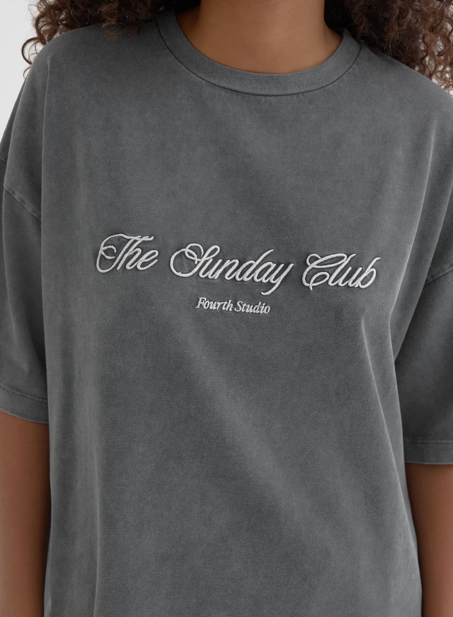 Grey Acid Wash Sunday Club Tee - Mave