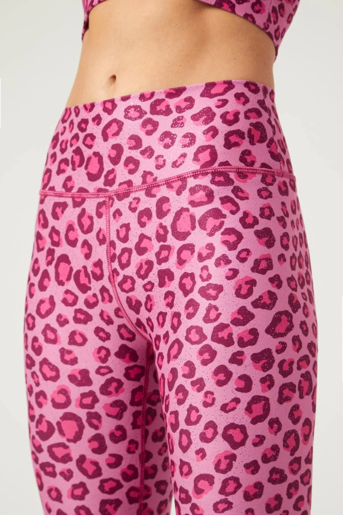 High Waist Legging Pink Foil Cheetah