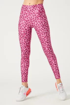 High Waist Legging Pink Foil Cheetah