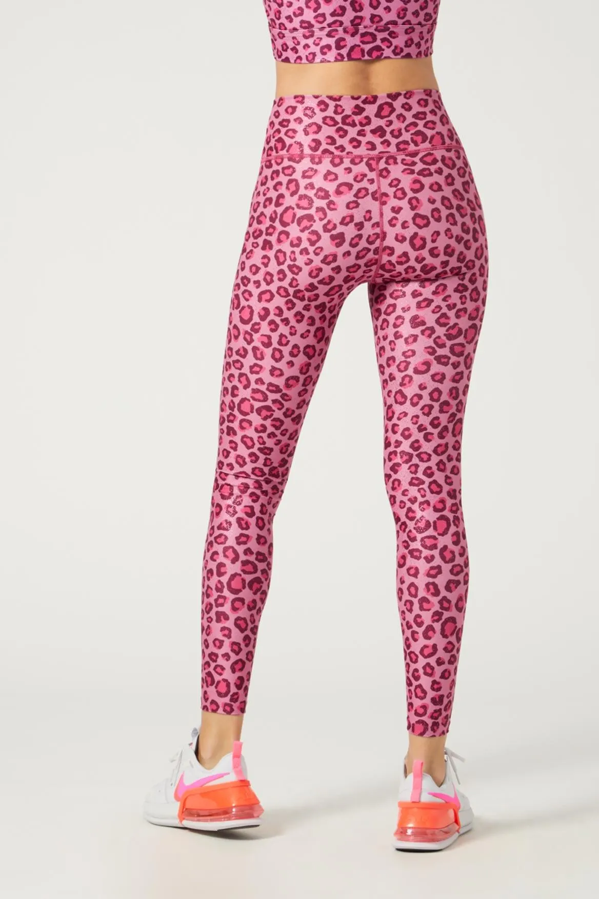 High Waist Legging Pink Foil Cheetah