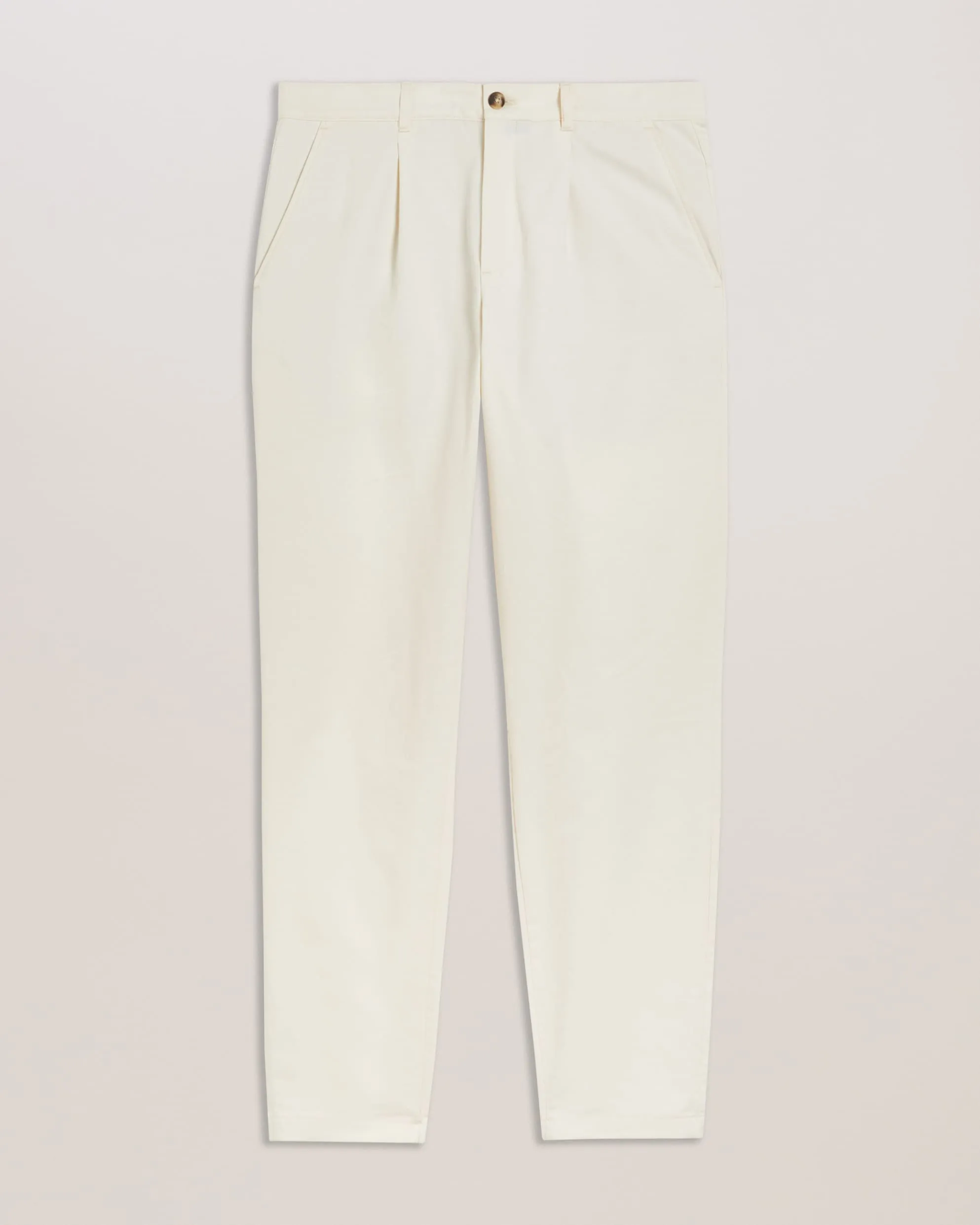 Holmer Tapered Fit Pleated Cotton Trousers White