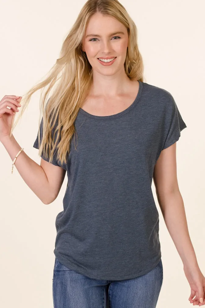 Indigo Blue Dolman Sleeve Tee