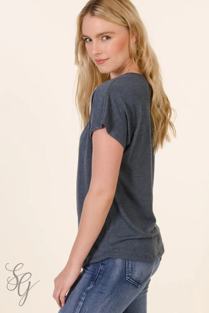 Indigo Blue Dolman Sleeve Tee