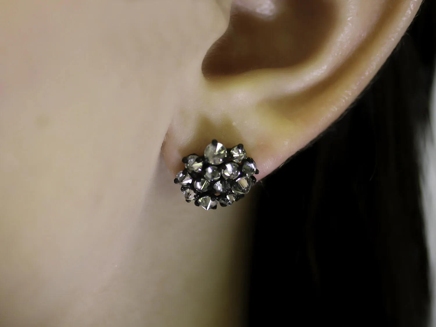 Inverted Diamond Cluster Stud Earrings