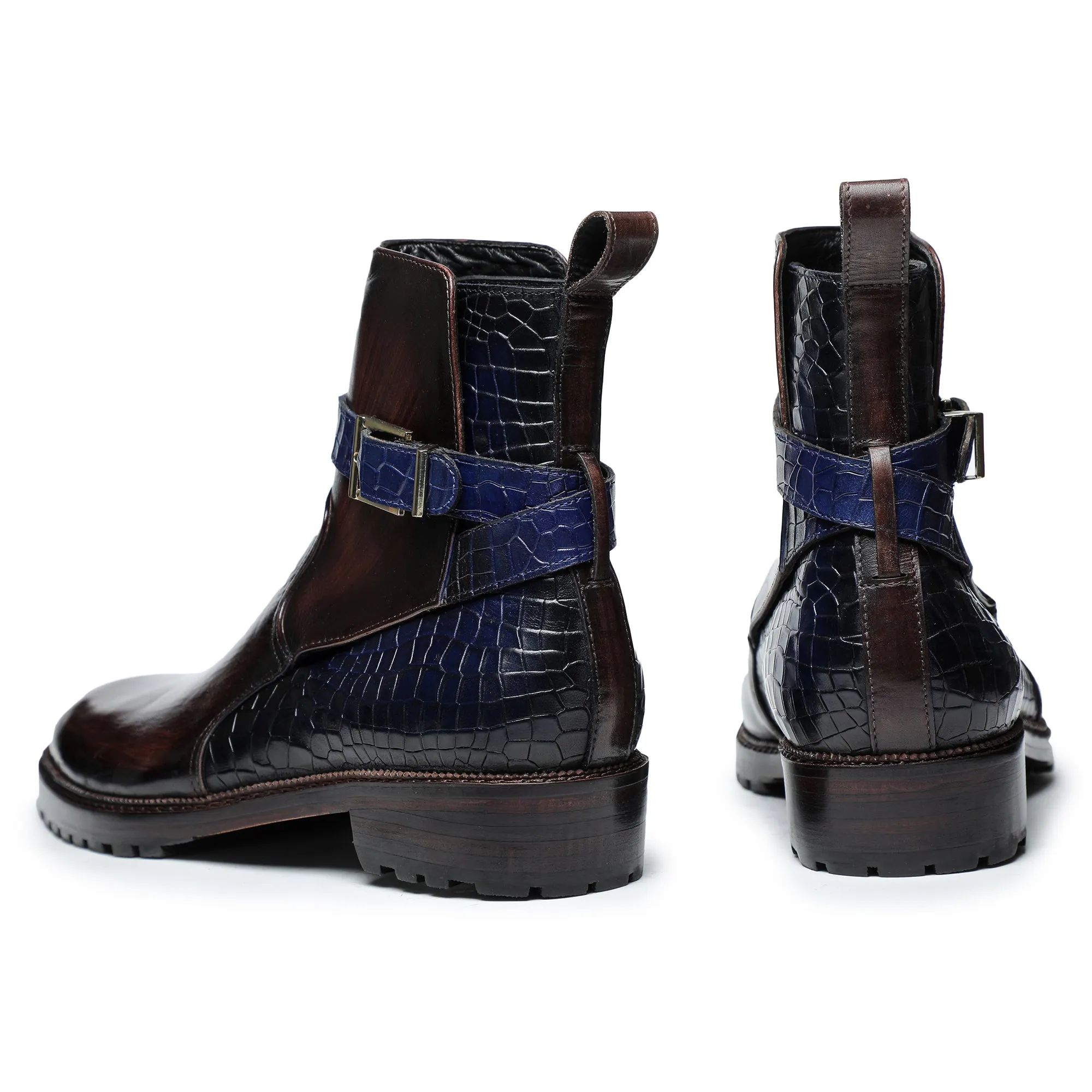 Jodhpur Boots- Croc Navy & Brown