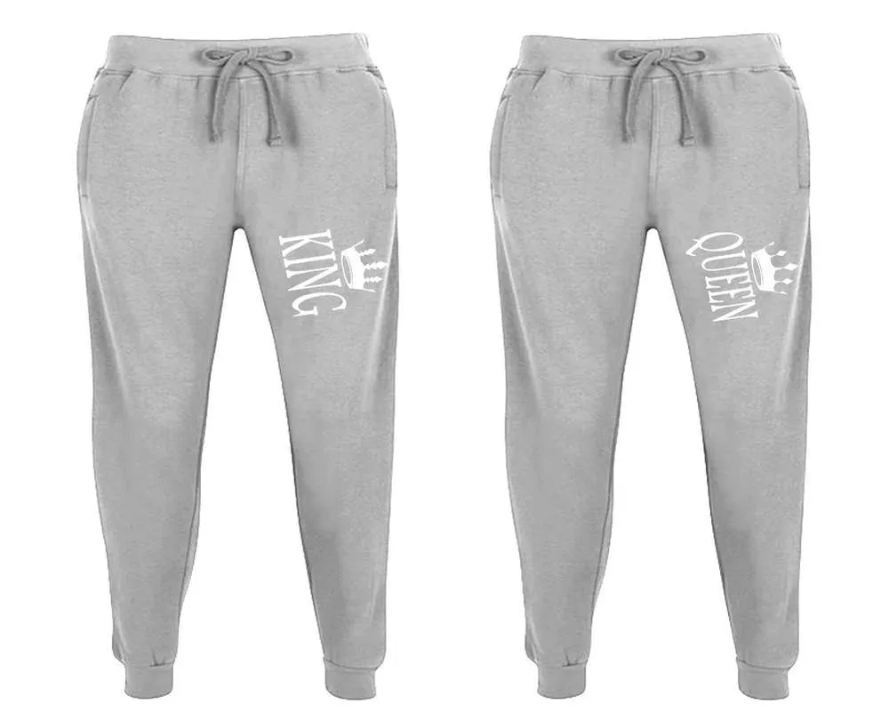 King Queen Couple Matching Jogger Pants,  Couple Designed Sweatpants