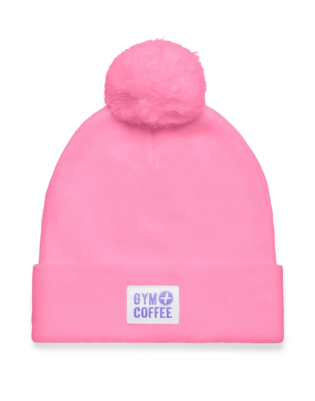 Knit Bobble Beanie in Bright Pink