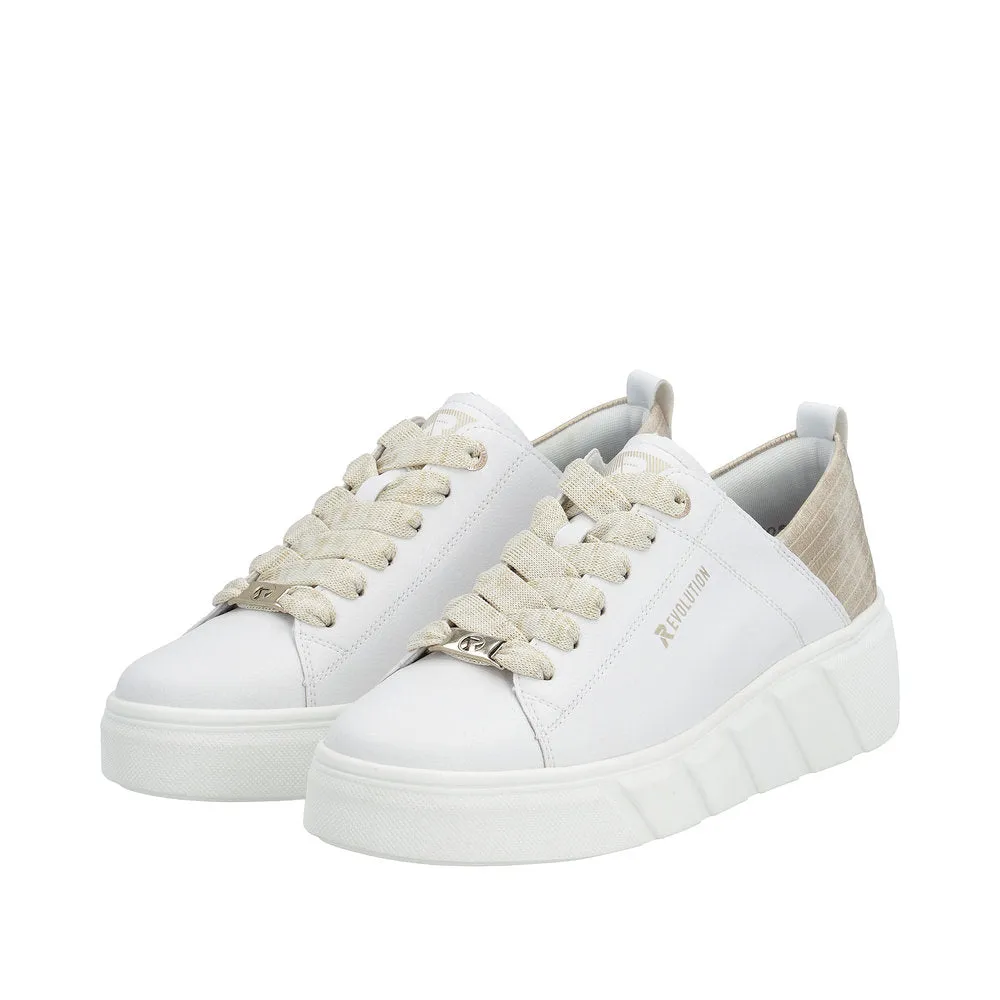 Ladies Rieker Evolution Lace Up Trainers Sneakers White W0502-81 sale