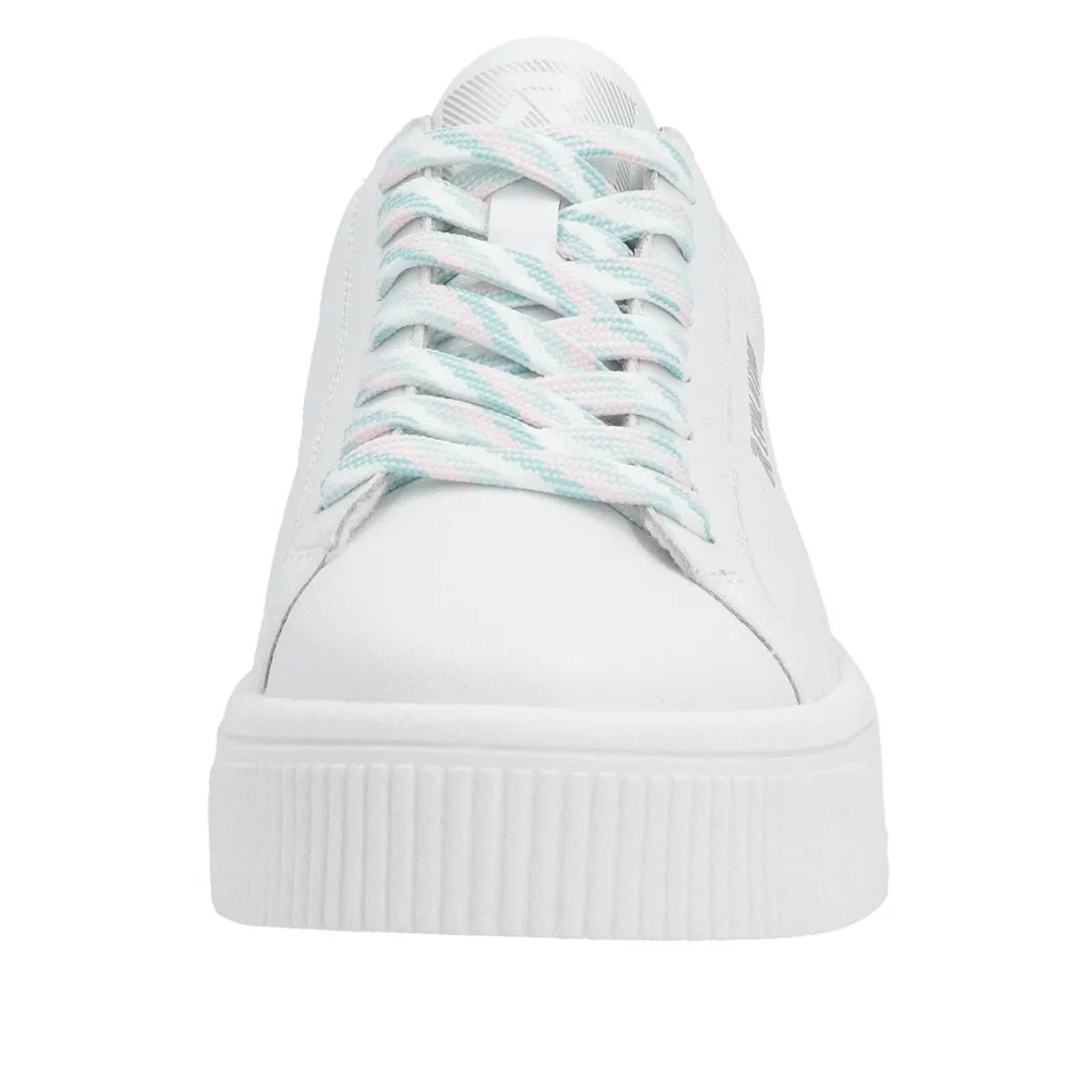 Ladies Rieker Evolution Lace Up Trainers Sneakers White/Pale Green W0704-80 sale