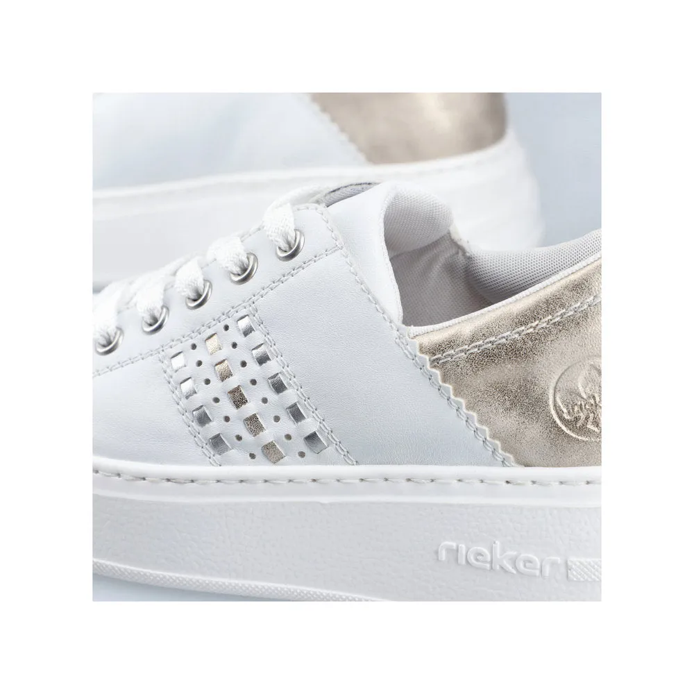 Ladies Rieker Lace up Trainer White N5440-80 sale