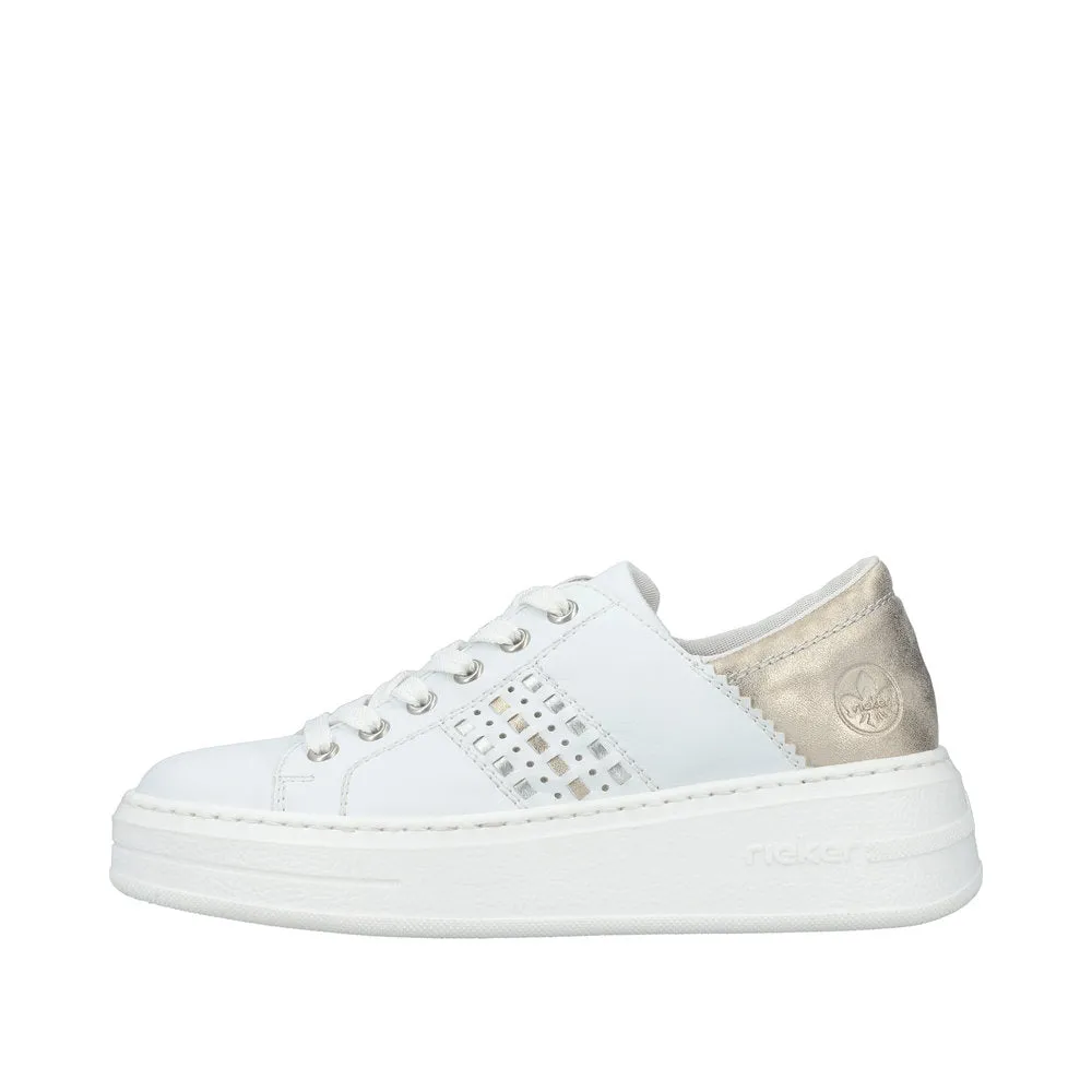 Ladies Rieker Lace up Trainer White N5440-80 sale