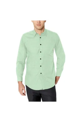 Lime Lattice Men's All Over Print Casual Dress Shirt