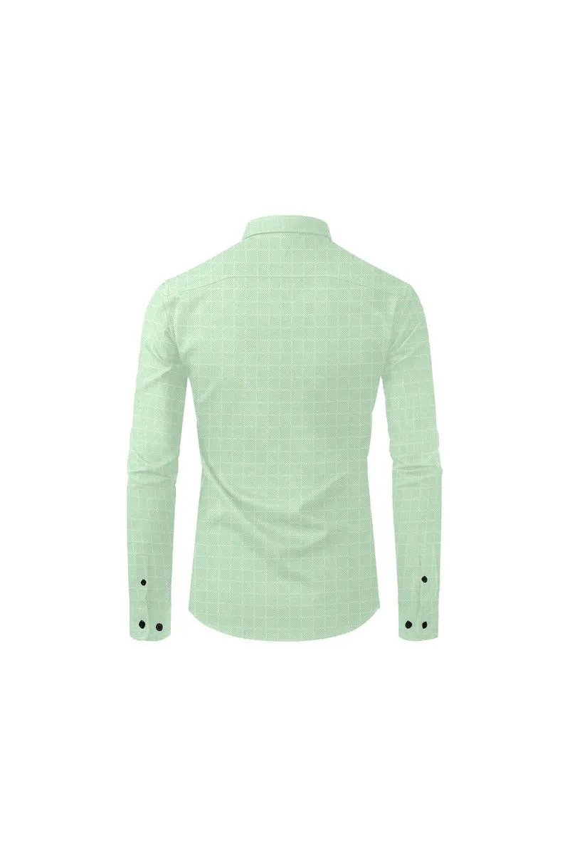 Lime Lattice Men's All Over Print Casual Dress Shirt