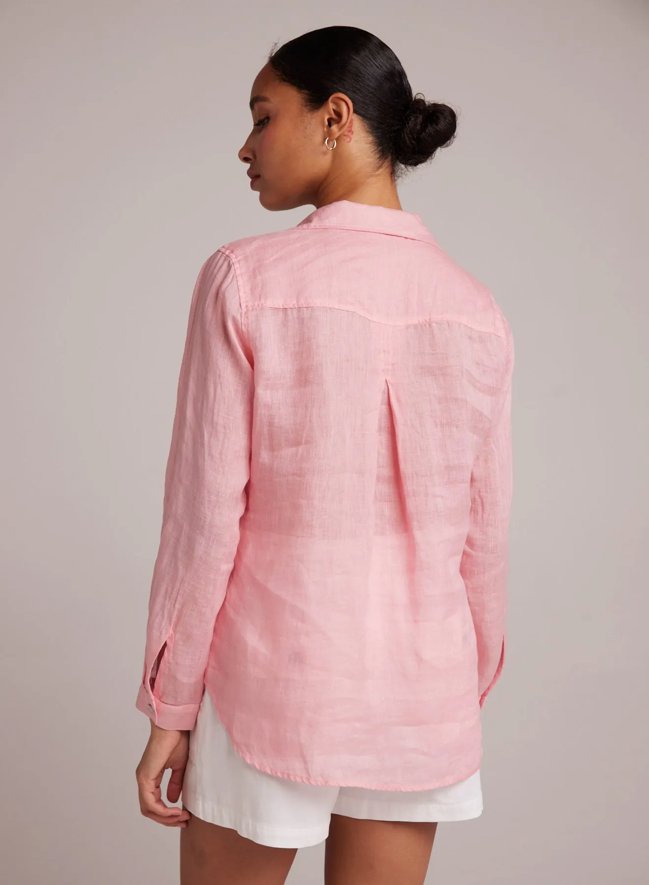 Linen Pocket Button Down - Blossom Pink