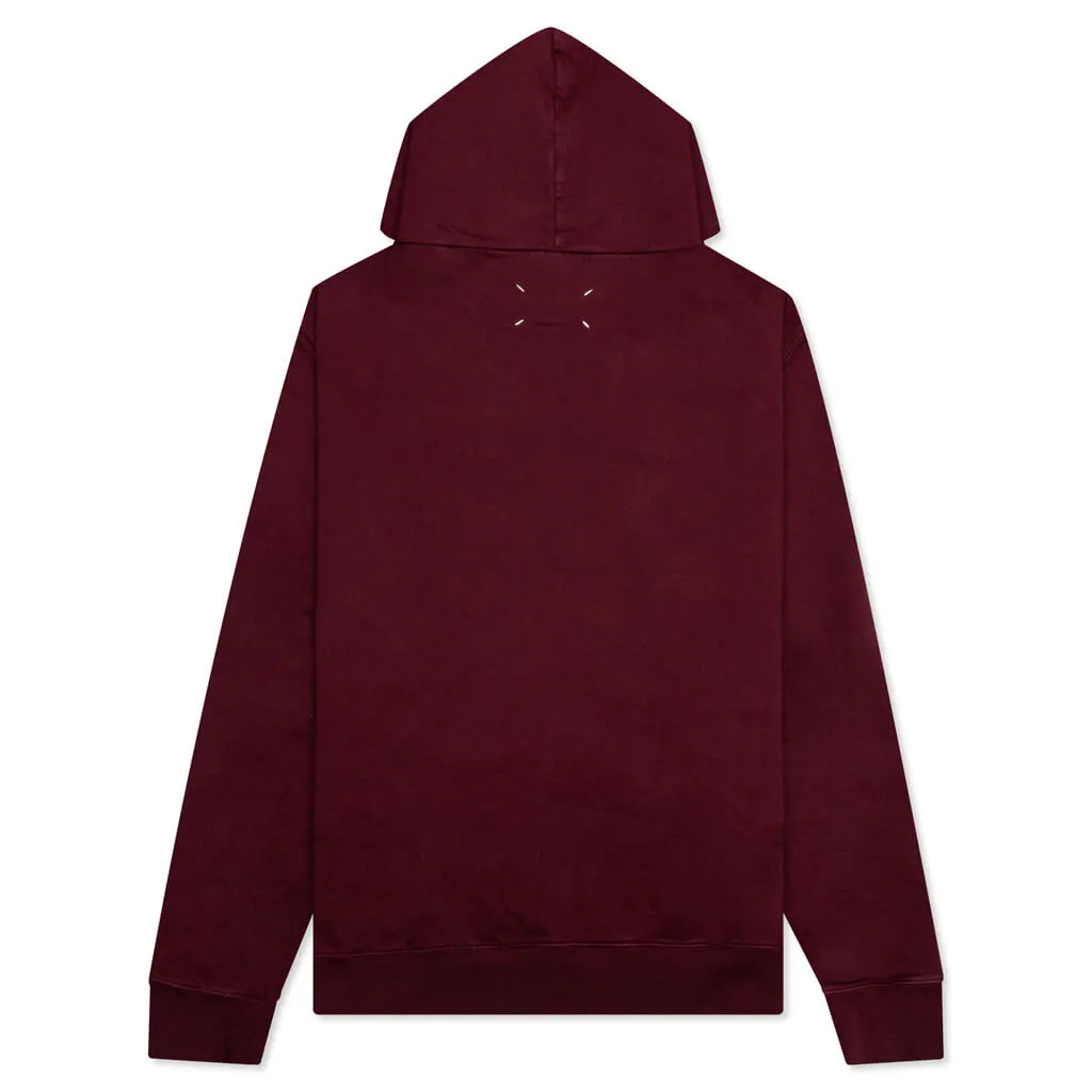 Logo-Embroidered Long-Sleeved Hoodie - Burgundy