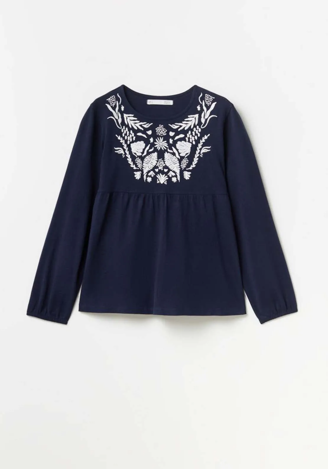 Long Sleeve Front Embroidered Top