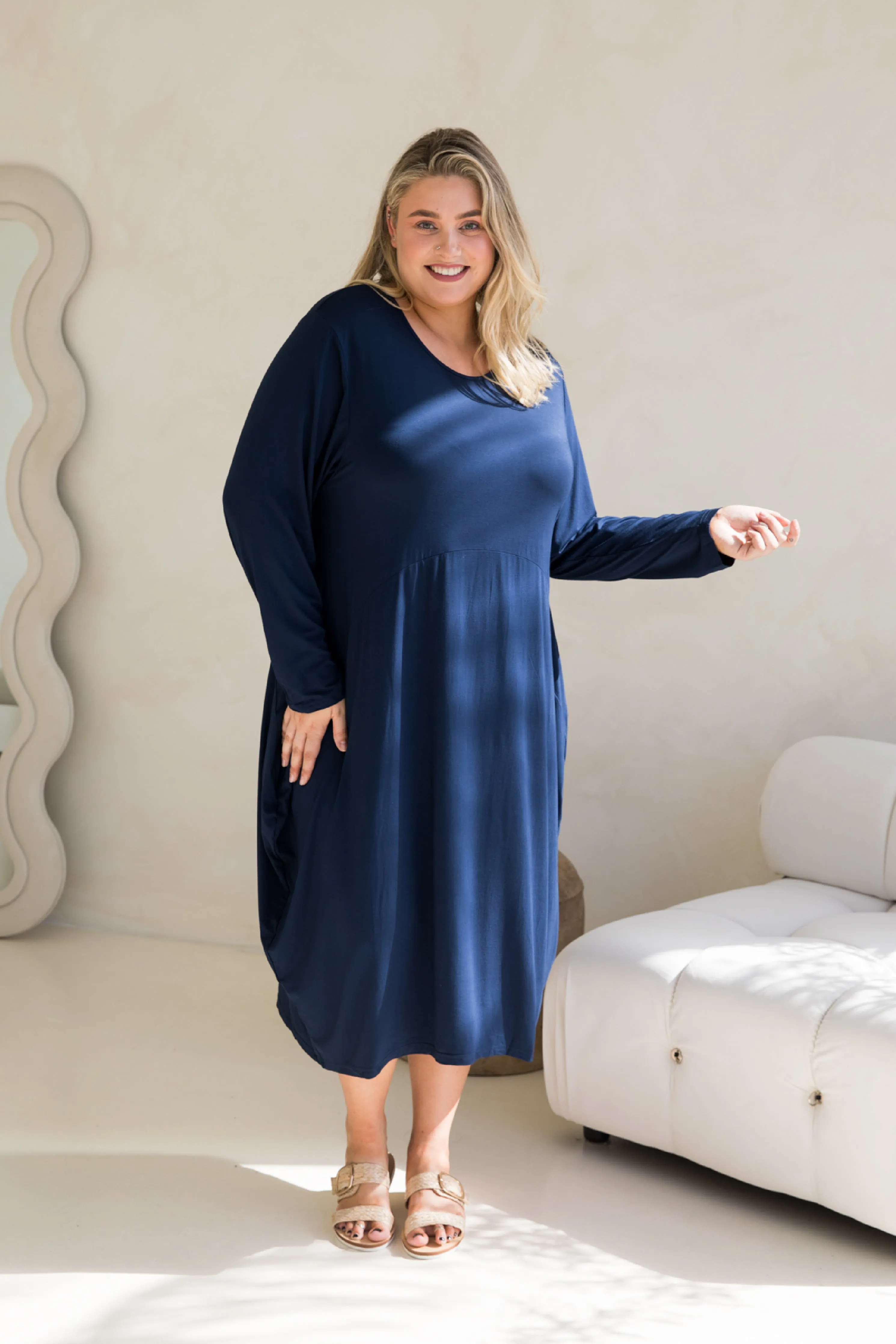 Long Sleeve Soho Dress in Navy