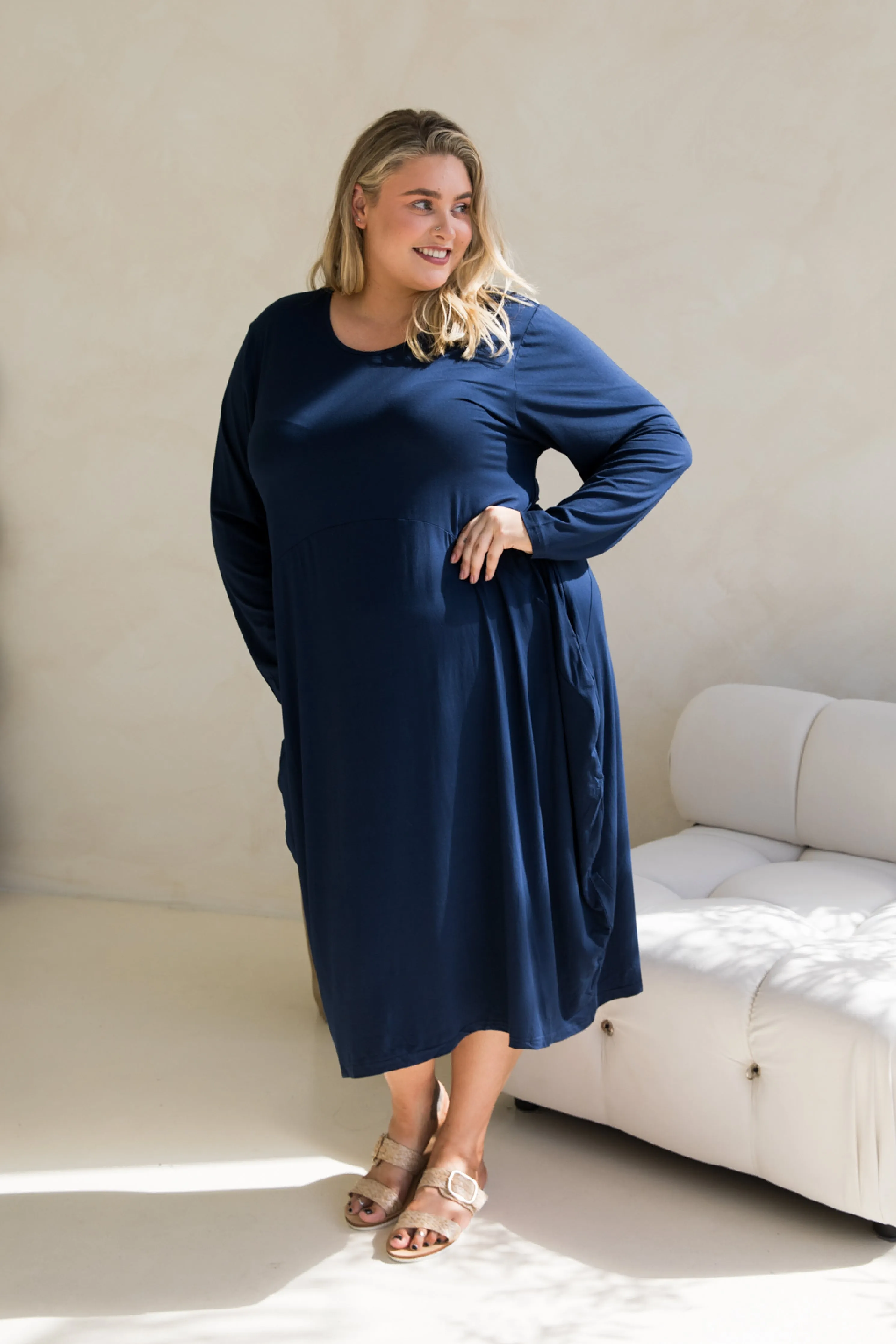 Long Sleeve Soho Dress in Navy