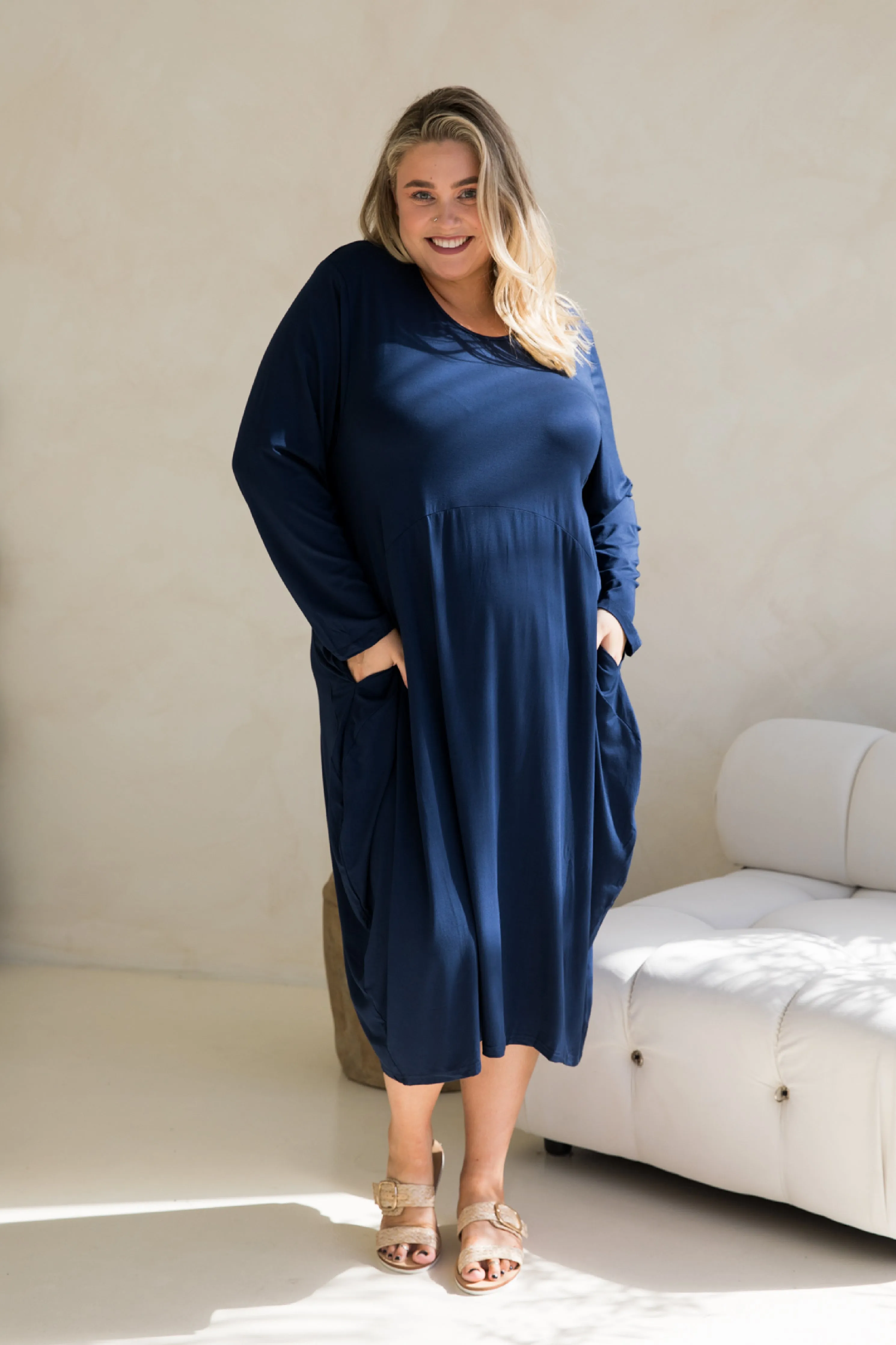 Long Sleeve Soho Dress in Navy