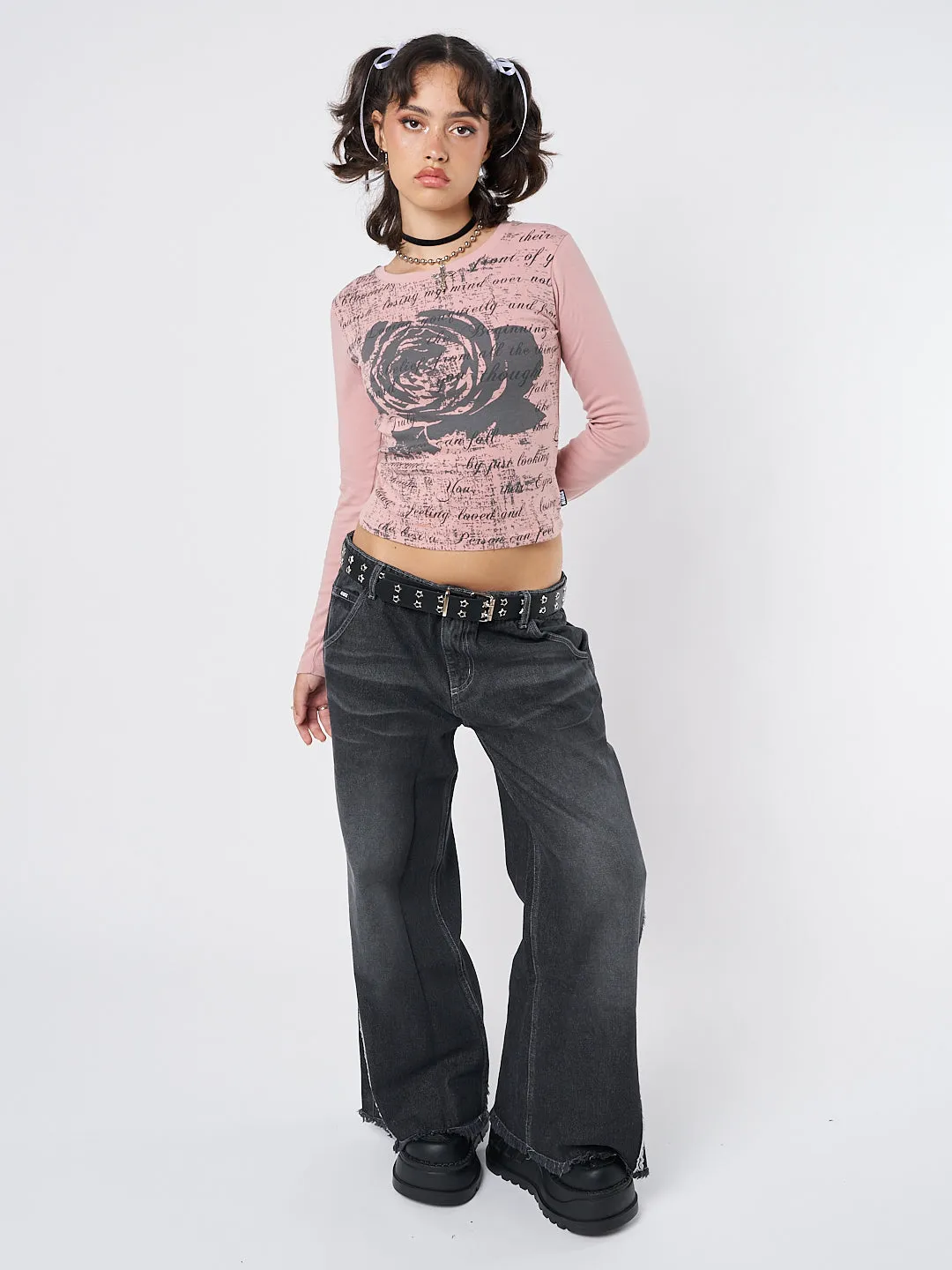 Lost Rose Pale Pink Graphic Top