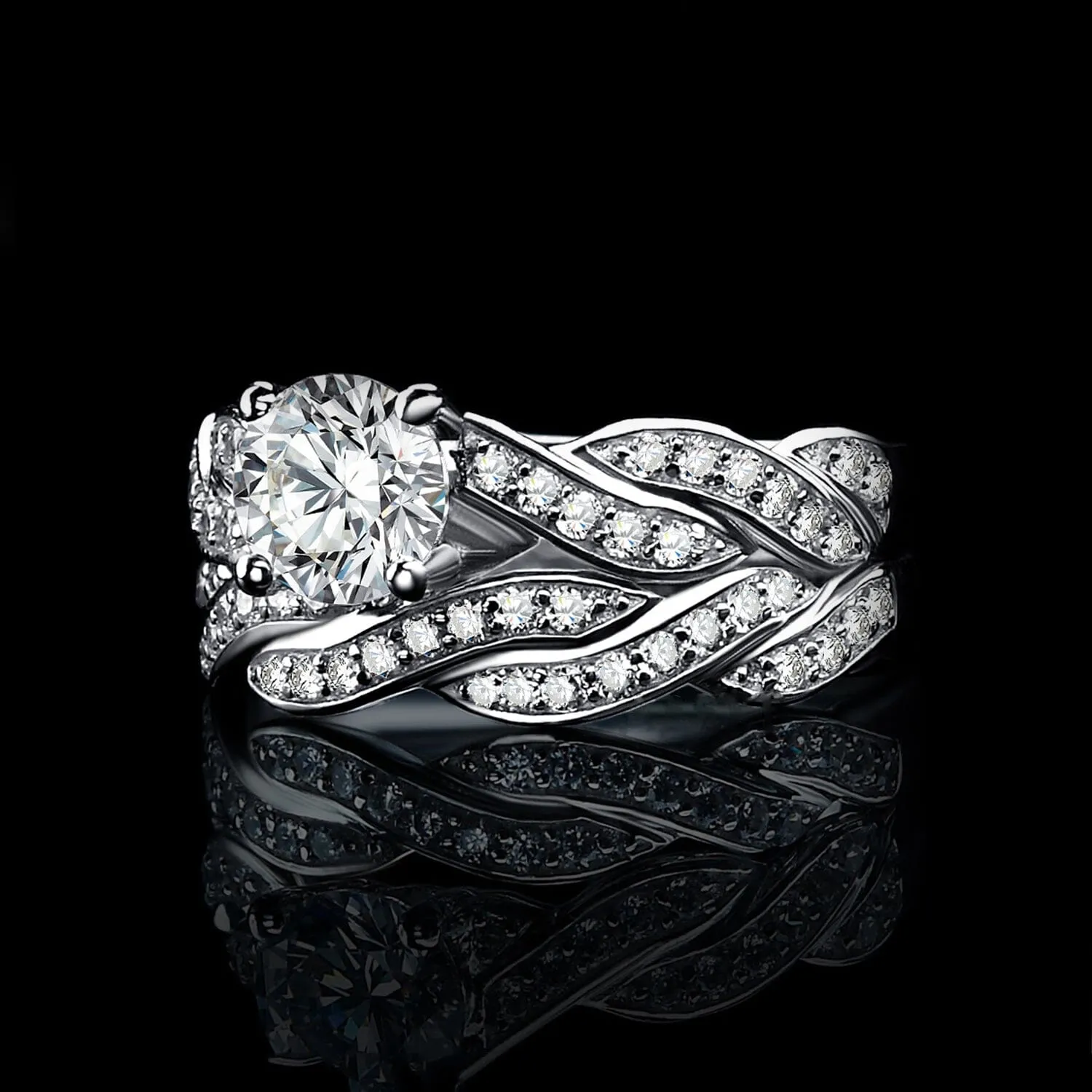 Love Knot Diamond Promise Ring Set - 925 Sterling Silver