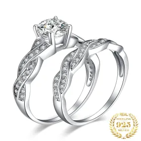 Love Knot Diamond Promise Ring Set - 925 Sterling Silver