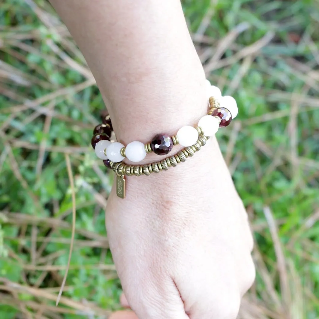 Love' Rose Quartz and Garnet Mala Bracelet - Wrist mala