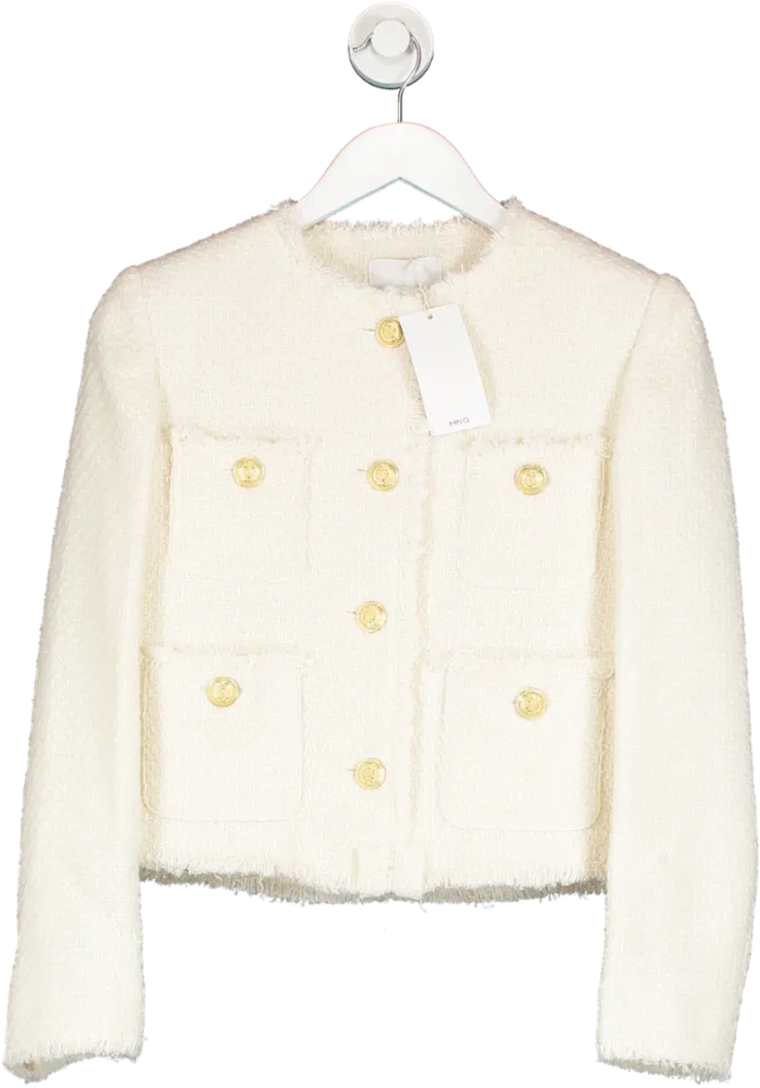 MANGO Cream Pocket Tweed Jacket BNWT UK S