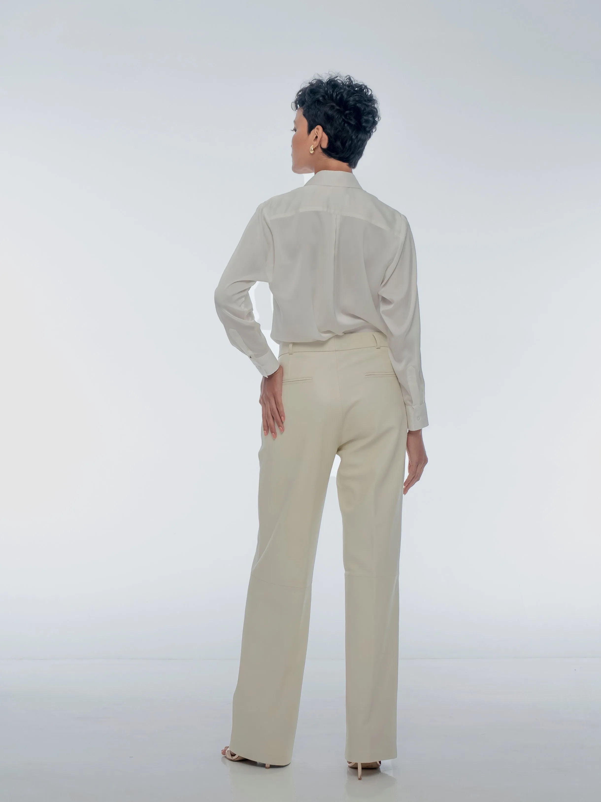 MARGO TAILORED LEATHER PANT - COCONUT