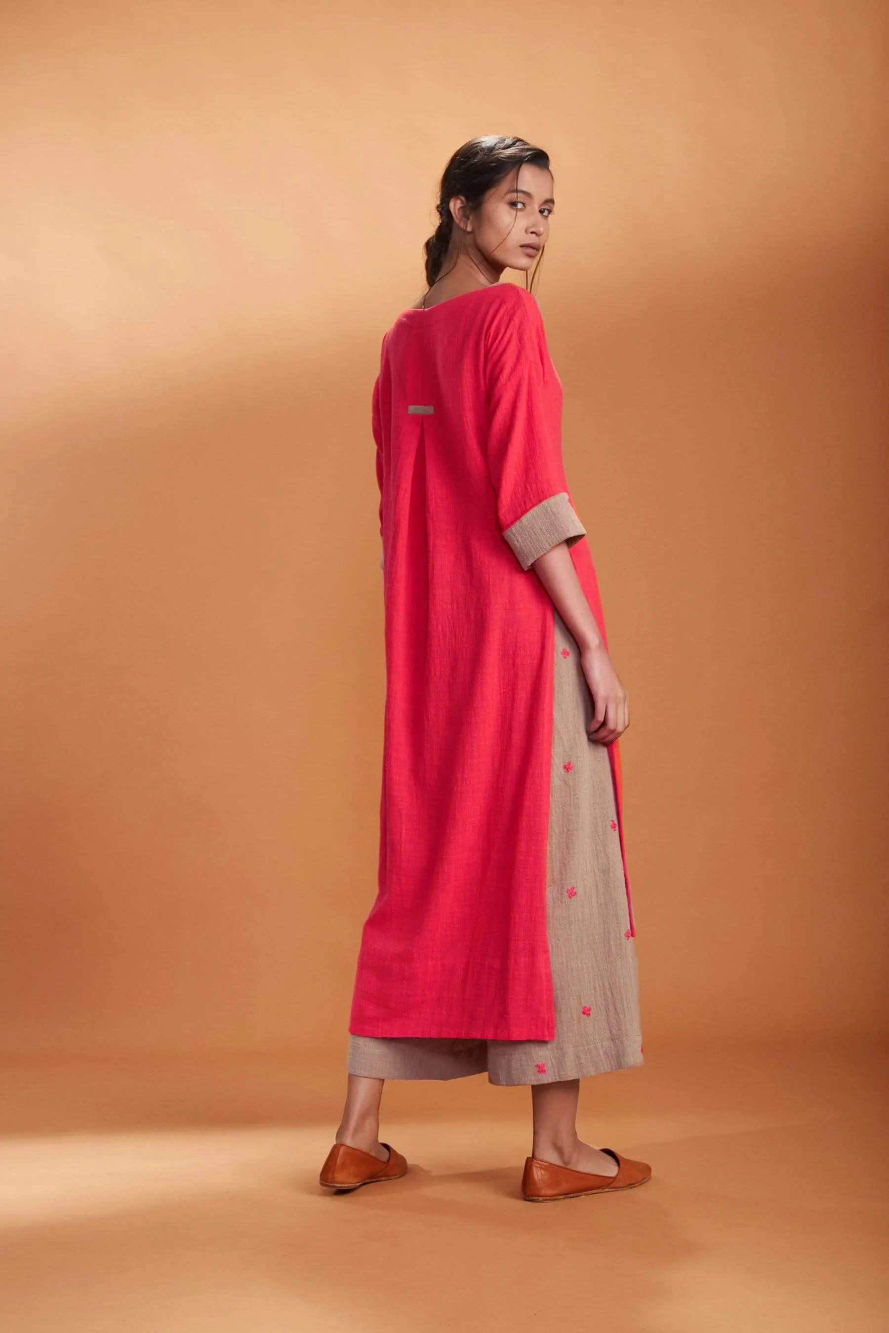 MATI RUKA TUNIC SET CORAL AND KHAKi