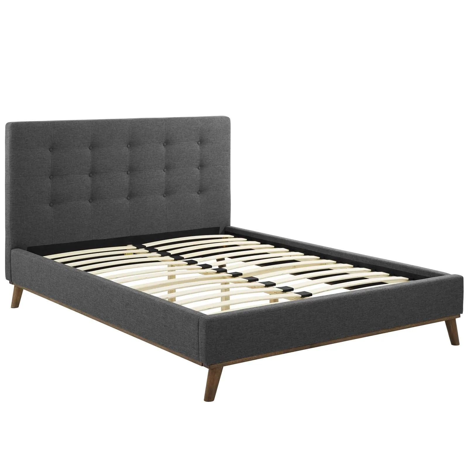 McKenzie Biscuit Tufted Upholstered Fabric Platform Bed