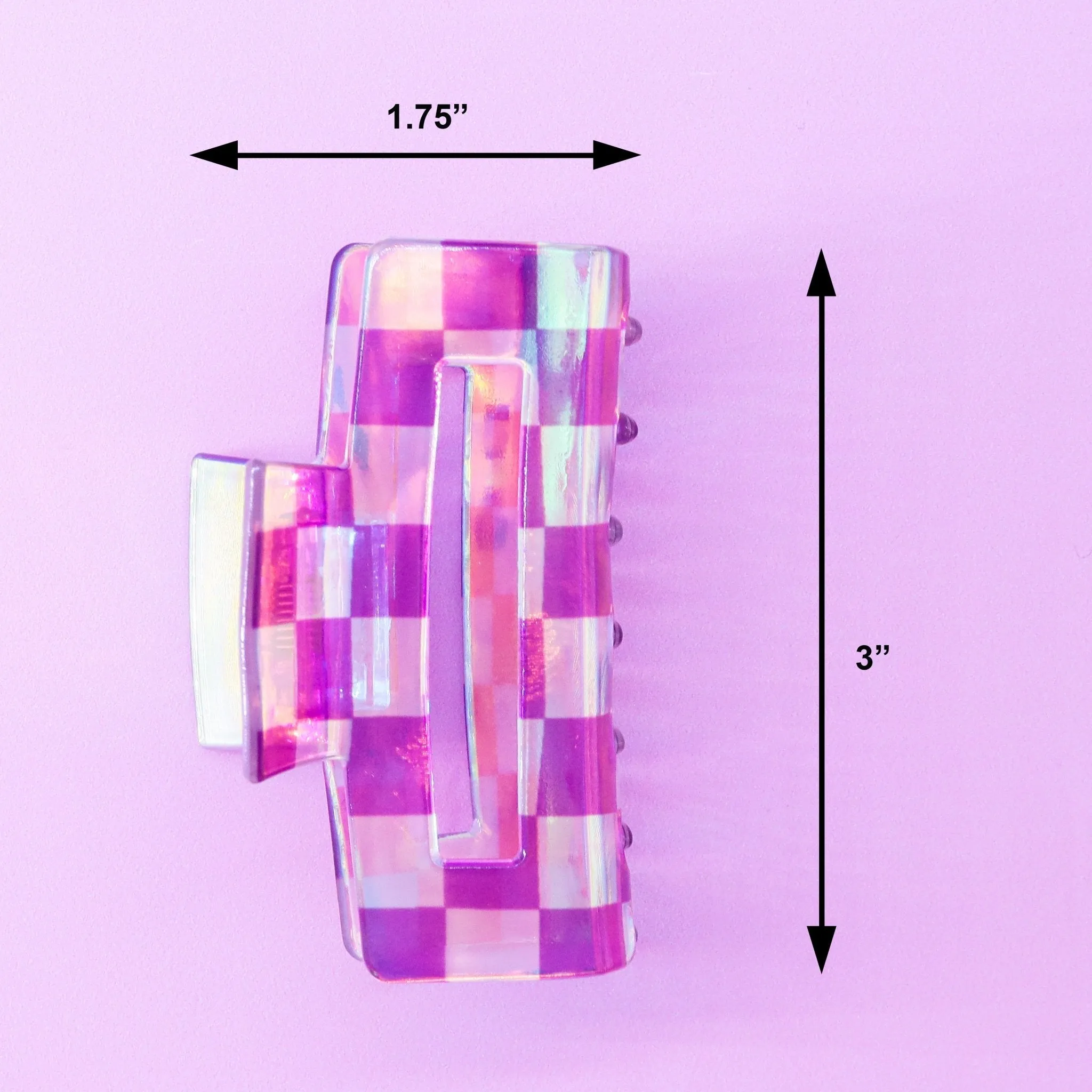 Medium Iridescent Checkered Hair Claw Clip