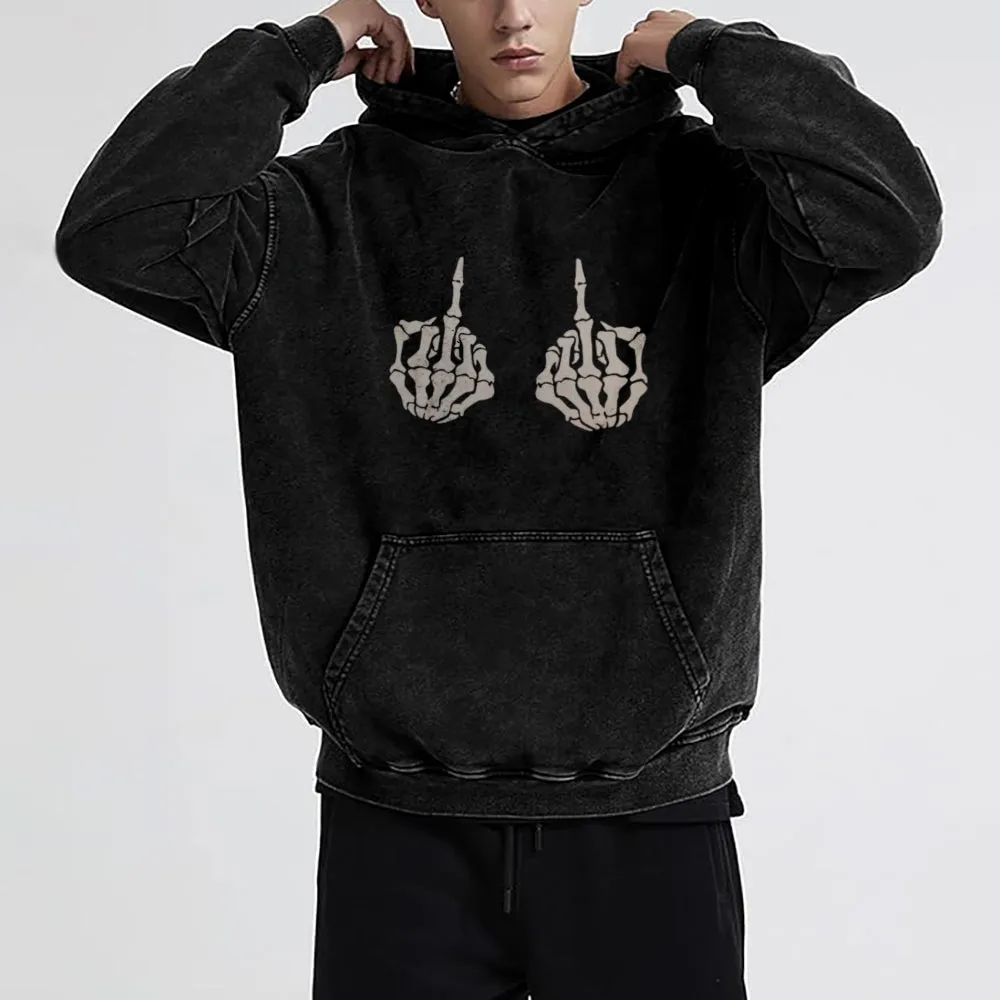 Mens 2 Hand Skeleton Hoodies