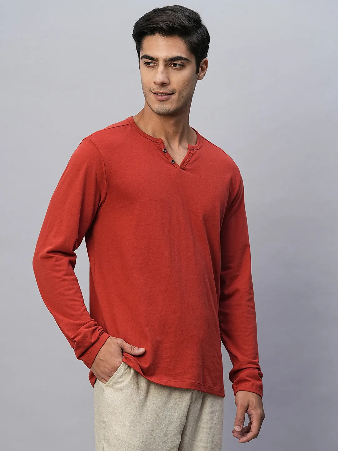 Men's Brick Cotton Regular Fit Tshirts